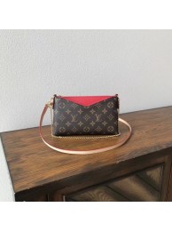 Louis vuitton original monogram canvas pallas clutch M41638 red JH00081mT16