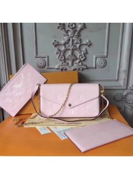 Louis Vuitton Original Monogram Vernis Felicie Chain Wallet 61276 light pink JH00154dV68