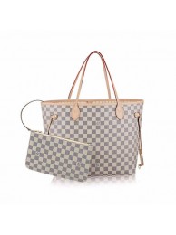 Luxury Louis vuitton original damier azur neverfull mm n41361 beige JH00248NG76