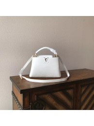 Luxury Louis vuitton original taurillon leather Capucines PM M48865 white JH01861Kv15