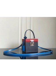 Luxury Replica Louis Vuitton original Epi Leather BLEECKER BOX M52466 Indigo&Coquelicot Red JH01613Dg53