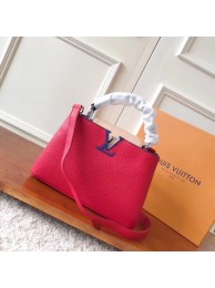 Replica Designer Louis vuitton original taurillon leather Capucines BB M94517 red JH00504uT54