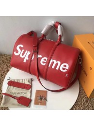 Replica Louis Vuitton Epi Leather Keepall SUPREME 45CM M53419 with Shoulder Strap red JH00184zS17