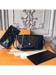 Replica Louis Vuitton Original Monogram Vernis Felicie Chain Wallet 61276 black JH00155qj24