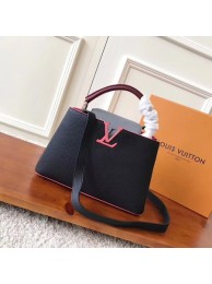 Replica Louis vuitton original taurillon leather Capucines BB M94517 black JH00505an47