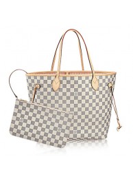Replica Top Louis Vuitton Damier Azur Canvas Neverfull MM N41605 Rose Ballerine JH00870kC46
